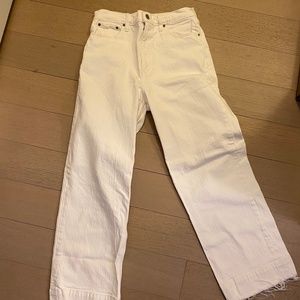 Abercrombie & Fitch "The Crop Wide Leg Ultra High Rise" White Jeans